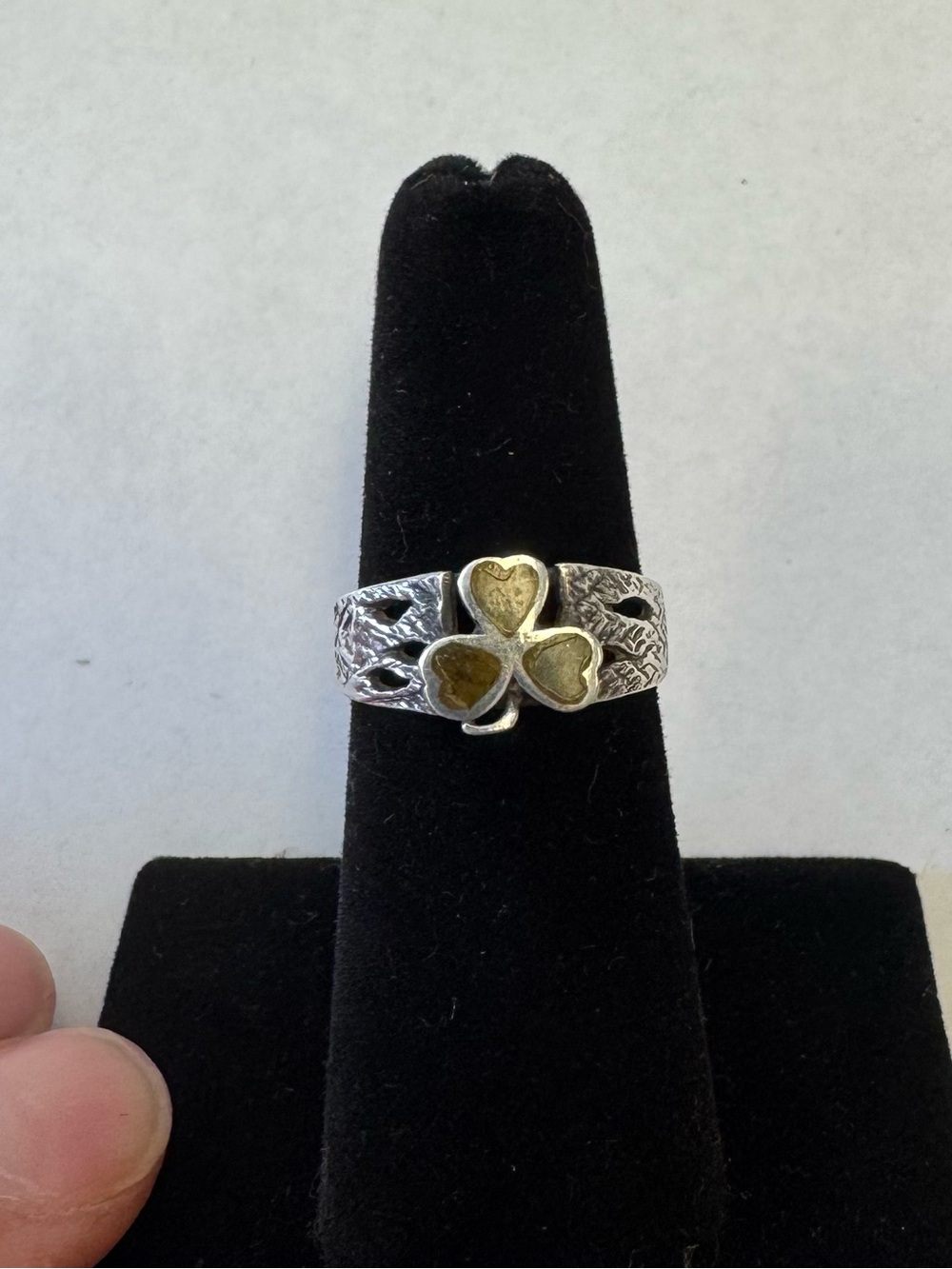 Silver and Gold Shamrock Ring - Women Jewelry